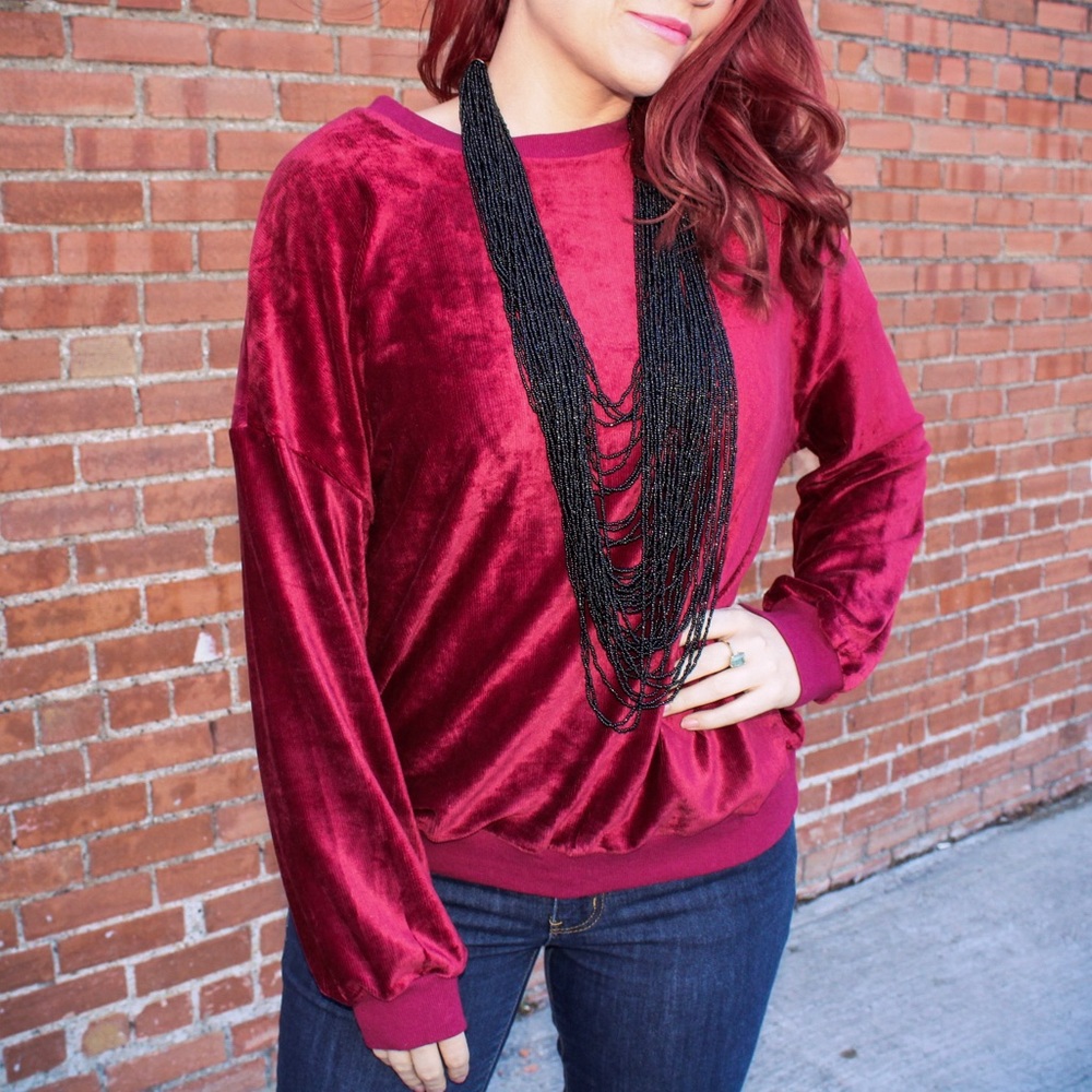 Velvet Corduroy Crew Neck Sweater